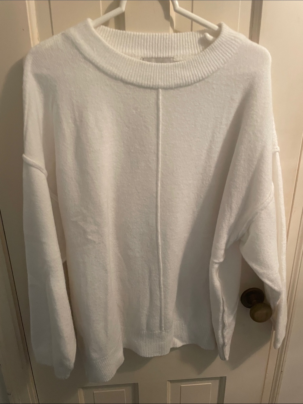 Zenana Outfitters Off White Center-Seam Relaxed Crewneck Sweater